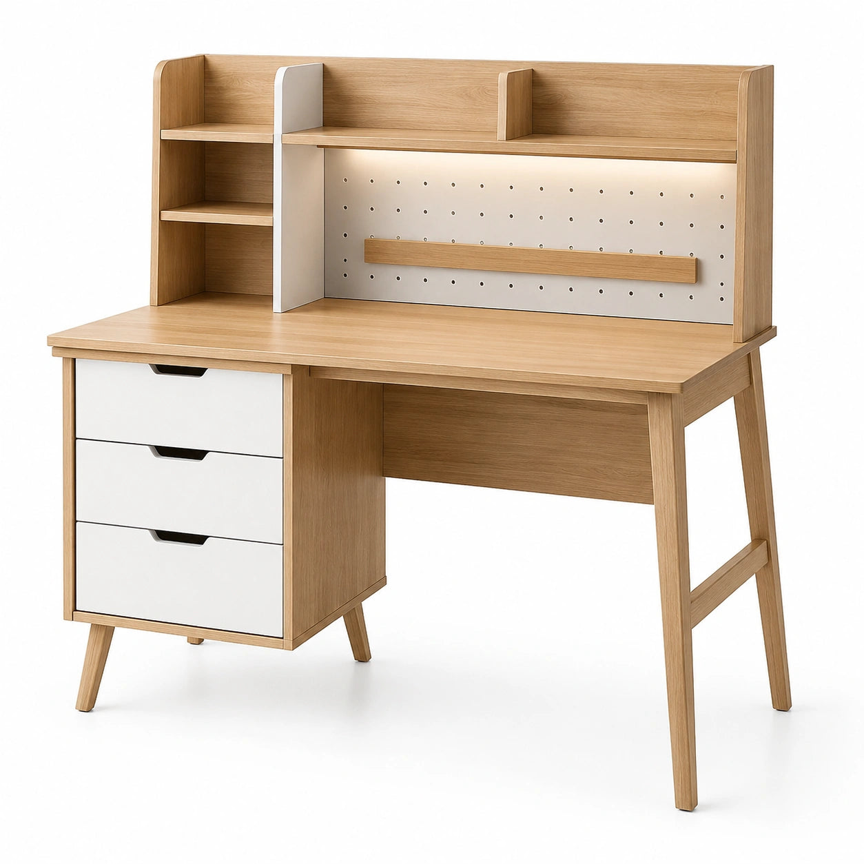 Holz Schreibtisch mit Schubladen und Regal 120cm x 60cm