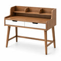 Schreibtisch aus Holz mit Regaleinsatz und zwei Schubladen, Braun