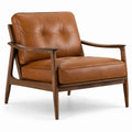 Sessel Walnussholz und Leder Braun 75cm x 80cm x 85cm
