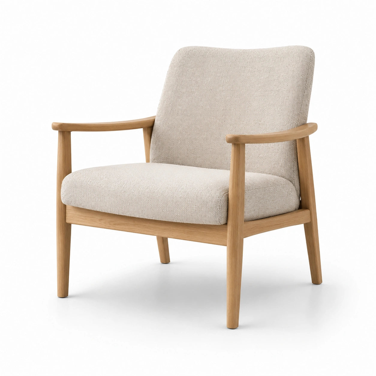 Sessel aus Eichenholz und Polyestergewebe Beige 75x70x80 cm