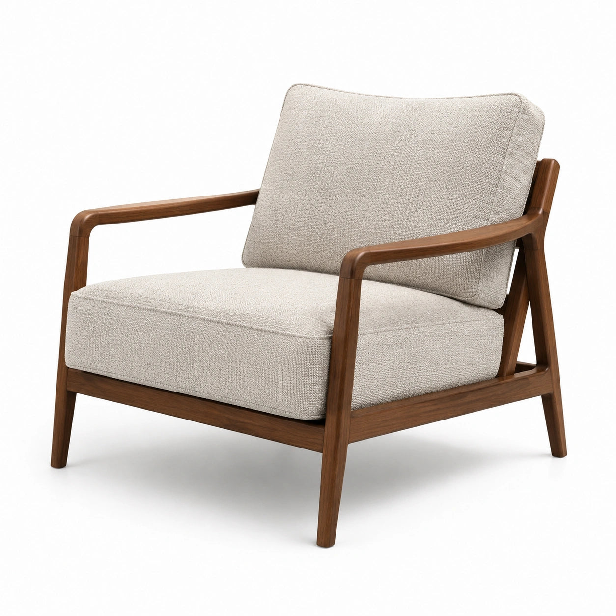 Sessel mit Holzrahmen und Polyesterpolsterung Beige