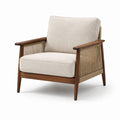 Sessel mit Massivholzrahmen und Polyestergewebe in Beige