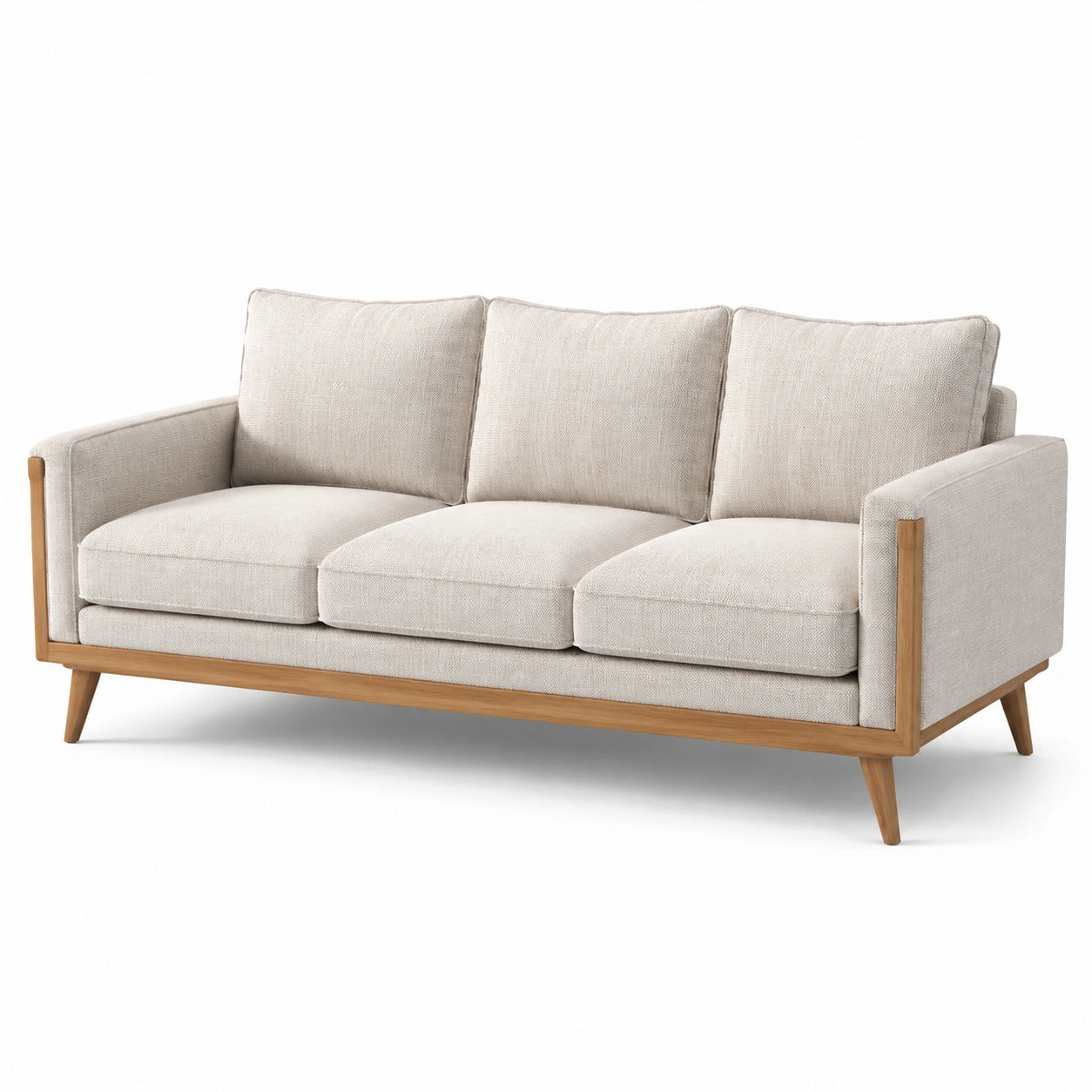 Dreiersofa Leinen Holzrahmen