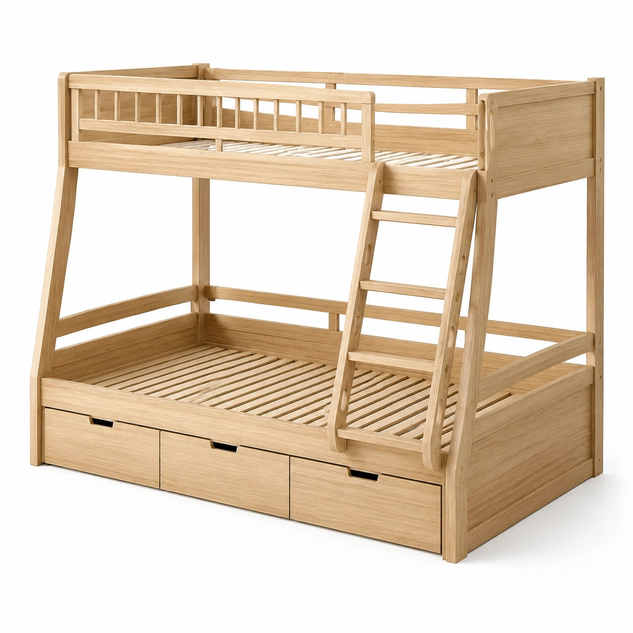 Etagenbett aus Kiefernholz mit Leiter und Schubladen 200x140/90x160 cm