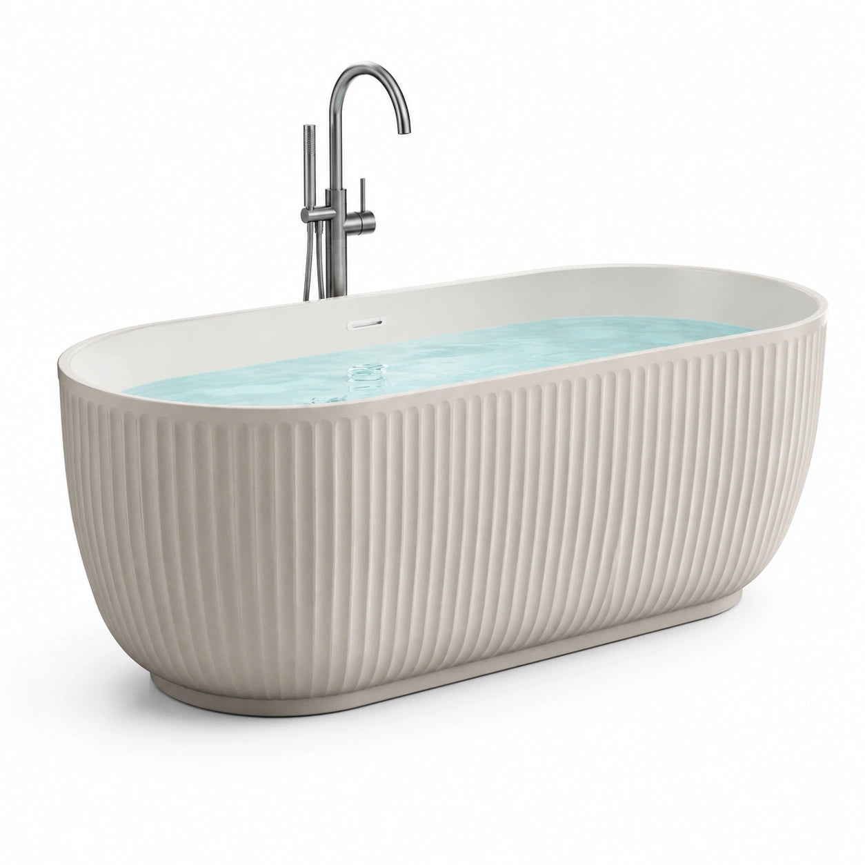 Freistehende Badewanne oval Beige Acryl 200 L