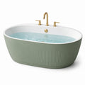 Freistehende Badewanne Oval Acryl Grün/Weiß 170x80x60 cm