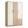 Kleiderschrank Spanplatte Eichenoptik Weiß 198x110x52cm
