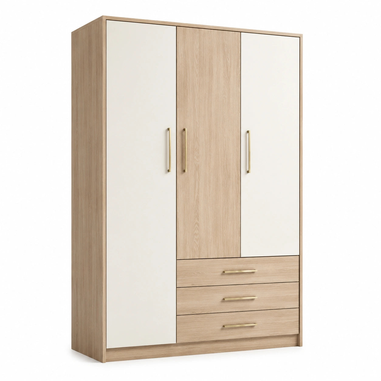Kleiderschrank Spanplatte Eichenoptik Weiß 198x110x52cm