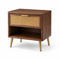 Nachttisch Holz Rattan Braun 45x35x50 cm