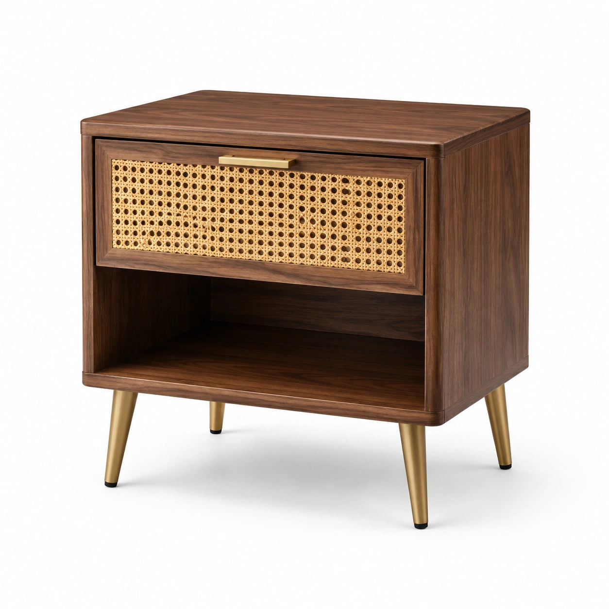 Nachttisch Holz Rattan Braun 45x35x50 cm