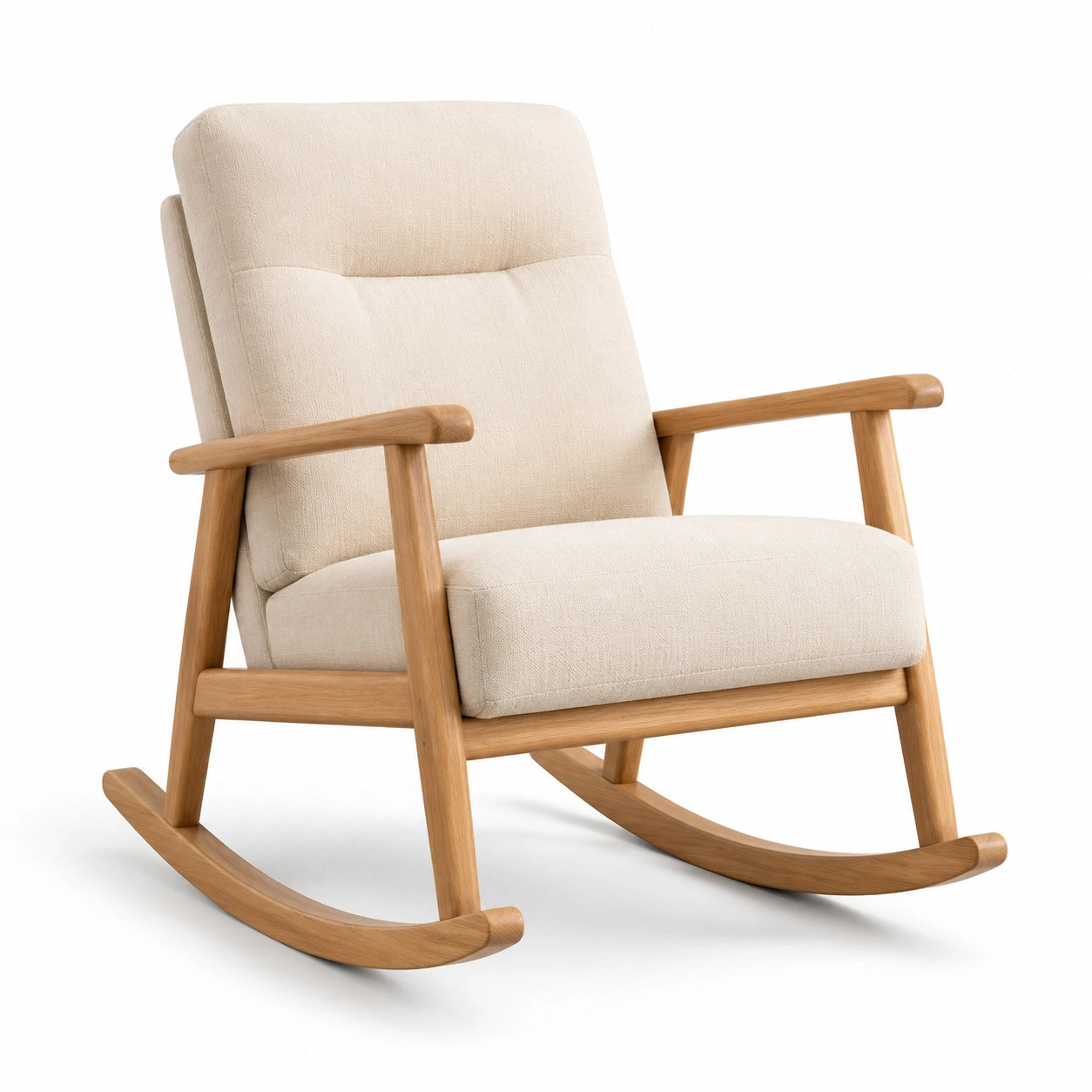 Schaukelstuhl Eichenholz Stoff Beige