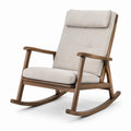 Schaukelstuhl Holzrahmen Beige Stoffpolster