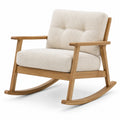 Schaukelstuhl aus Holz mit Polyesterpolsterung, Beige
